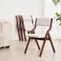 VEVOR Wooden Folding Chairs with Cushion, Set of 2, Portable Foldable Cushion Chair with Wooden Frame, Modern Padded Dining Chai