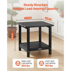 VEVOR udendørs sidebord, 450W x 380D x 440H mm, dobbeltlags HDPE udvendigt endebord til nem vedligeholdelse, tåler hårdt vejr