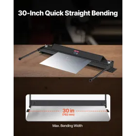 VEVOR Box and Pan Brake, 762 mm/30 inch Sheet Metal Bending Brake, 18-Gauge Capacity, 0-135 Degree Adjustable, Metal Bender Mach