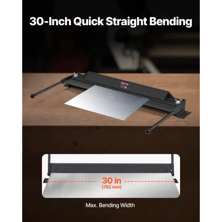 Box and Pan Brake, 762 mm/30 inch Sheet Metal Bending Brake, 18-Gauge Capacity, 0-135 Degree Adjustable, Metal Bender Machine, N