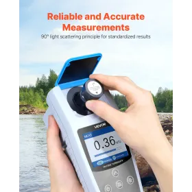 VEVOR Turbidity Meter, 0–1000 NTU Measuring Range, ISO 7027 Compliant, Portable Red Light Turbidimeter, Quick Reading, with Cali