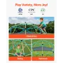 Climbing Dome, 305cm Geometric Dome Climber with Swing & Hammock, 453kg Loading Kid's Jungle Gym Playground, Easy-Assembly Outdo