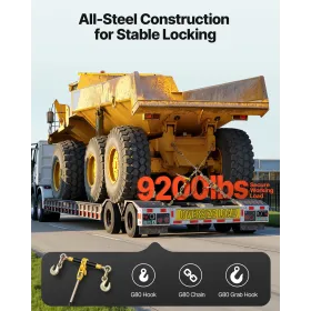 VEVOR Skraldekædebinder, 10 mm x 6,1 m G80-kæder, 4173 kg Arbejdsbelastning af skraldelastbinder, kæder og bindemiddelsæt,