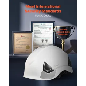 VEVOR Safety Helmet, ANSI/ISEA Z89.1 Approved ABS Safety Hard Hat with 6-Point Ratchet Suspension, Adjustable Vented Hardhat for
