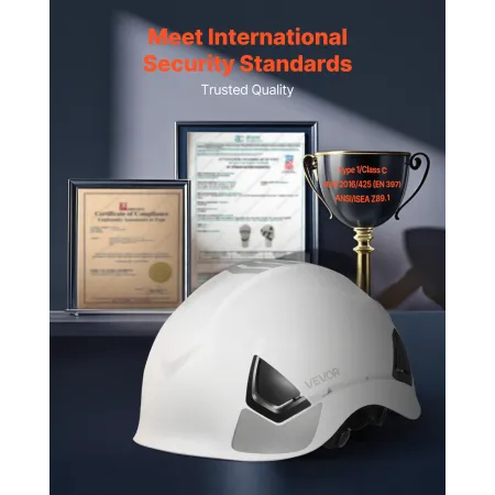 VEVOR Safety Helmet, ANSI/ISEA Z89.1 Approved ABS Safety Hard Hat with 6-Point Ratchet Suspension, Adjustable Vented Hardhat for