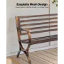 Outdoor Bench, 127 cm, Carbon Steel Metal Frame with Slatted Pattern Backrest and Round Edge Armrests, Weatherproof Outside Benc