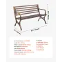 Outdoor Bench, 127 cm, Carbon Steel Metal Frame with Slatted Pattern Backrest and Round Edge Armrests, Weatherproof Outside Benc