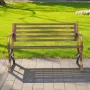 Outdoor Bench, 127 cm, Carbon Steel Metal Frame with Slatted Pattern Backrest and Round Edge Armrests, Weatherproof Outside Benc
