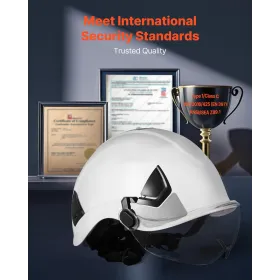 VEVOR Industrial Safety Helmet, ANSI/ISEA Z89.1 Approved ABS Hard Hat with Visor & 6-Point Ratchet Suspension, Adjustable Vented