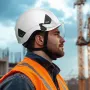Industrial Safety Helmet, ANSI/ISEA Z89.1 Approved ABS Hard Hat with Visor & 6-Point Ratchet Suspension, Adjustable Vented Hardh