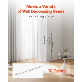 VEVOR Stainless Steel Wall Corner Protector, 25 x 25 x 1217 mm , 10 Pack Metal Corner Guards, 304 Stainless Steel Edge Trim 90-D