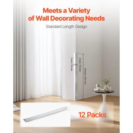 VEVOR Aluminiumslegering væghjørnebeskytter, 50 x 50 x 1217 mm, 12-pak metal hjørnebeskytter, kantbeklædningsbeskytter