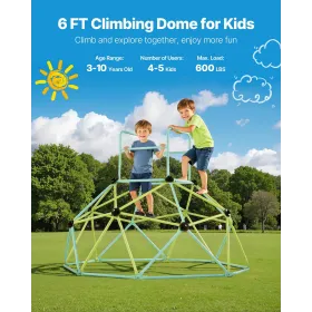 Climbing Dome, 183cm Geometric Dome Climber for Kids, 270kg Loading Indoor/Outdoor Jungle Gym Playground, Easy-Assembly Backyard