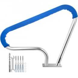 Pool Rail 39x32" Pool Railing 304 Stainless Steel 250LBS Load Capacity Silver Rustproof Pool Handrail Humanized Swimming Pool