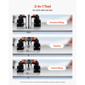 VEVOR magnetisk borepresse, 1400 W, 50 mm borediameter, 0-850 omdr./min. hastighed, vendbar retning, Mag-borepresse til Metal