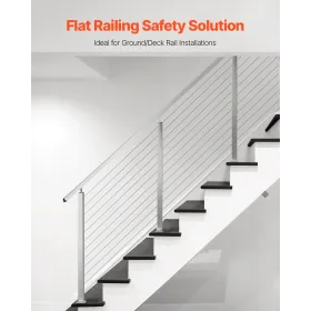 VEVOR Cable Railing Post, 42x2x2 Inch Stair Railing Post, with Pre-Drilled 30° Angled Holes, Stainless Steel Cable Rail Post wit