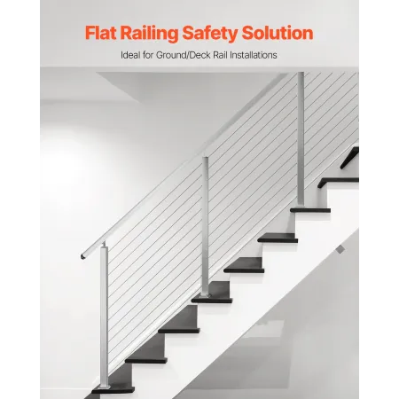 VEVOR kabelgelænderstolpe, 42x2x2 tommer trappegelænderstolpe, med forborede 30° vinklede huller, kabelskinnestolpe i rustfrit