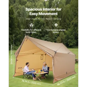 Camping Hot Tent, 2 Personer Cabin Hot Telt med komfurstik
