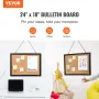 Cork Board, 24 x 18 inches, Double-sided Bulletin Board with MDF Sticker Frame, Vision Board Includes 10 Pushpins, for Display a