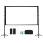 VEVOR Projector Screen with Stand, 100 Inch 160° Wide Angle Indoor Outdoor Projection Screen, 16:9 4K HD Wrinkleless Portable Du