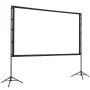 Projector Screen with Stand, 100 Inch 160° Wide Angle Indoor Outdoor Projection Screen, 16:9 4K HD Wrinkleless Portable Dual-Tri
