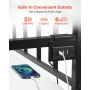 Twin Size Daybed Frame, Height Adjustable Day Bed with Trundle, Heavy Duty Metal Platform Bed Frame with LED Light and Charging 