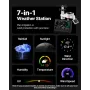 7-in-1 Wireless Weather Station, 190.5 mm VA Display, Solar Powered Outdoor Sensor, Rain Gauge, Indoor Outdoor for Weather Forec