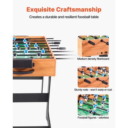 VEVOR Folding Foosball Table, 106 cm Standard Size Table, Indoor Full Size Foosball Tables for Home, Family, and Game Room, Dura