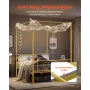 Full Size Canopy Bed Frame, Metal Canopy Bed with Minimalist Headboard & Four Posters Design, Heavy Duty Steel Slats Support, Un