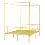 Full Size Canopy Bed Frame, Metal Canopy Bed with Minimalist Headboard & Four Posters Design, Heavy Duty Steel Slats Support, Un