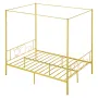 VEVOR Full Size Canopy Bed Frame, Metal Canopy Bed with Minimalist Headboard & Four Posters Design, Heavy Duty Steel Slats Suppo
