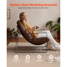 Accent Chair, Modern PU Leather Armchair, Cozy Upholstered Chair, with Soft Foam Cushioning, Sturdy Metal Frame, and Detac