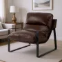 Accent Chair, Modern PU Leather Armchair, Cozy Upholstered Chair, with Soft Foam Cushioning, Sturdy Metal Frame, and Detac
