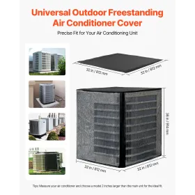 Air Conditioner Cover, 812 x 812 x 914 mm Ac Cover for Air Conditioning Unit, Dual-Layer, Detachable Canopy,Waterproof Polyester