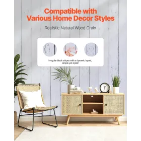 Peel and Stick Wallpaper, 45cm x 12m Contact Paper White Wood Textured Waterpoof Self Adhesive, Easy to Clean & Peel Wall