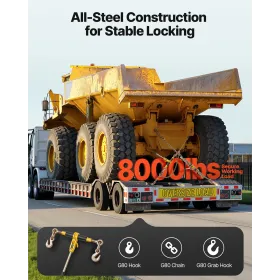 VEVOR Skraldekædebinder, 8 mm x 4,3 m G80-kæder, 3629 kg Arbejdsbelastning af skraldebelastningsbindemiddel, kæder og