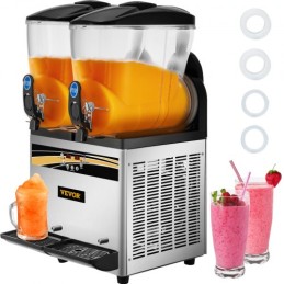 Slush Frozen Drink Machine, 2x15L tank kommerciel margarita -maskine, 890W rustfrit stål margarita slush maker, temperatur