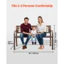 Outdoor Bench, 127 cm, Carbon Steel Metal Frame with PVC Floral Pattern Backrest and Round Edge Armrests, Weatherproof Outside B
