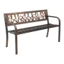 Outdoor Bench, 127 cm, Carbon Steel Metal Frame with PVC Floral Pattern Backrest and Round Edge Armrests, Weatherproof Outside B