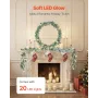 Christmas Garland, 2011 mm Realistic Greenery Decorated with Vines, Olive Leaves, and Berries, Evergreen Faux Garlands with Ligh