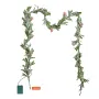 Christmas Garland, 2011 mm Realistic Greenery Decorated with Vines, Olive Leaves, and Berries, Evergreen Faux Garlands with Ligh