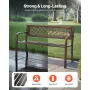 Outdoor Bench, 116 cm, Carbon Steel Metal Frame with PVC Mesh Pattern Backrest and Round Edge Armrests, Weatherproof Outside Ben