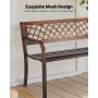 Outdoor Bench, 116 cm, Carbon Steel Metal Frame with PVC Mesh Pattern Backrest and Round Edge Armrests, Weatherproof Outside Ben