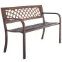 Outdoor Bench, 116 cm, Carbon Steel Metal Frame with PVC Mesh Pattern Backrest and Round Edge Armrests, Weatherproof Outside Ben