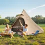 Hot Tent for 4 Persons, Camping Tipi Hot Tents with Stove Jack & Inner Tent, Portable Winter Camping Tents with Snow Skirt, Easy