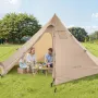 Hot Tent for 4 Persons, Portable Winter Tipi Tent with Stove Jack, Waterproof Canvas Camping Tents, Lightweight 4 Season Shelter