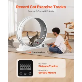 VEVOR Cat Exercise Wheel with Pedometer, 40.8 in, Cat Running Wheel with Brake & Carpeted Runway, Quiet Cat Treadmill for Indoor