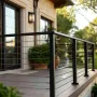 4 Pack 198 cm Stainless Steel Handrail, Rectangular Top Stair Deck Hand Rail for Outdoor/Indoor Steps with End Cap,Matte Black C