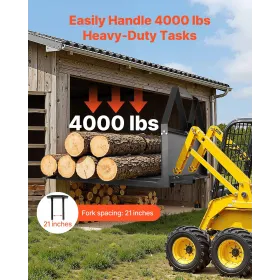 Skid Steer Pallet Forks, 1179 kg Rated Capacity, Pallet Fork Frame Attachment with 122 cm Pallet Forks Blades, 47.6 mm Ball Hitc