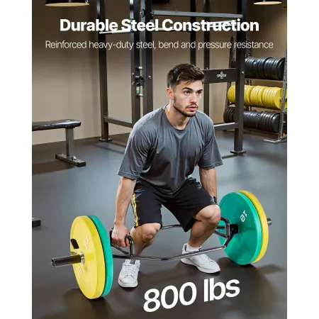 VEVOR Trap Bar Hex Bar, 50mm Hex Barbell, 360 kg Capacity Shrug Bars with Knurled Grips, Weightlifting and Strength Training Equ